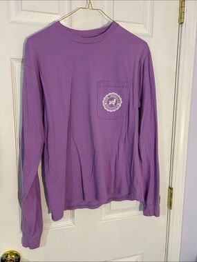 Stray Dog Michigan- Lavender Long Sleeve Pocket Tee with White Pocket Logo- XS